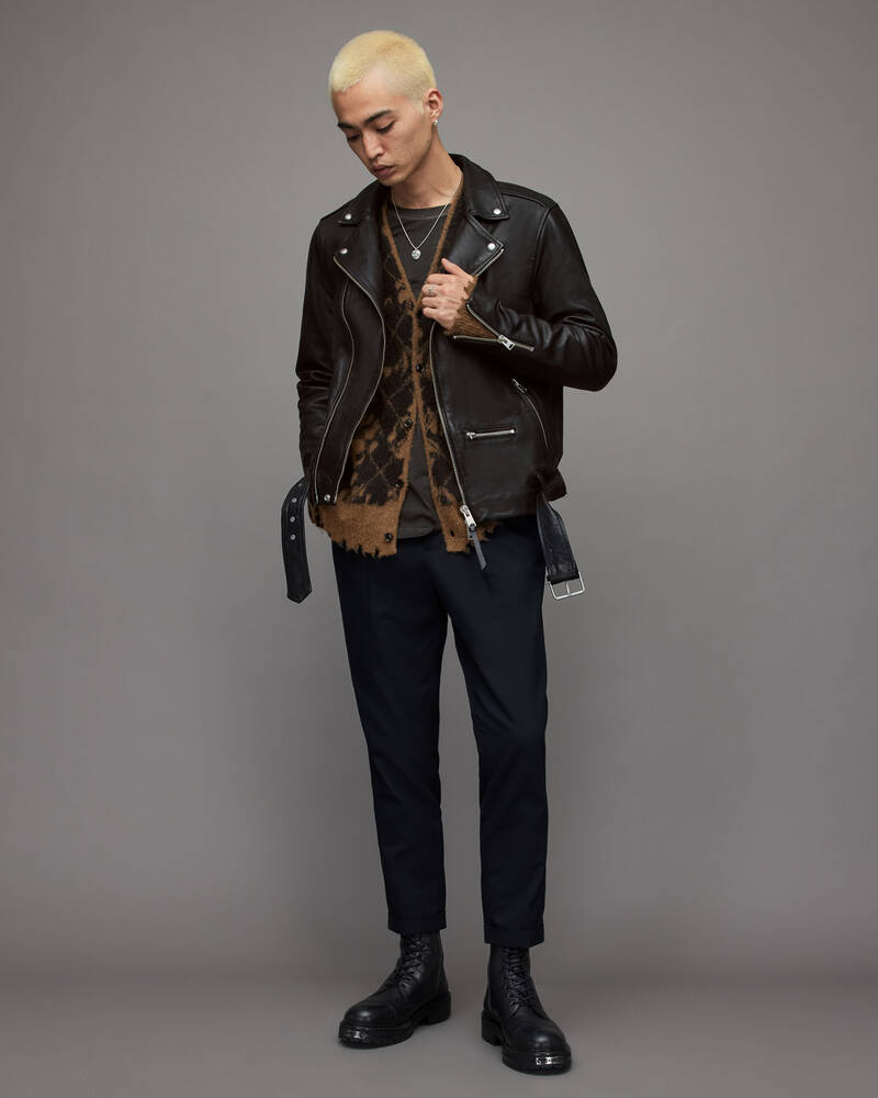 Allsaints Wick Läder Biker Jacka Herr Svarta | SE.ML007P-5