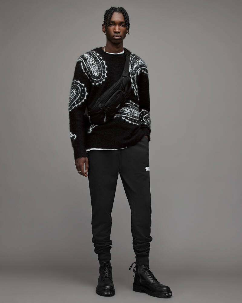 Allsaints Woodblock Paisley Crew Jumper Stickat Herr Svarta | SE.MK107X-5